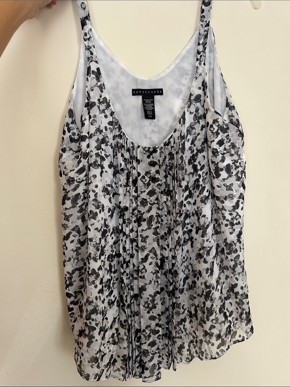 Apostrophe Black & White Pleated Floral Camisole